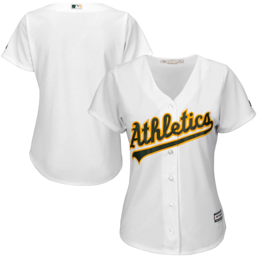 Womens Oakland Athletics Majestic White Cool Base MLB Jerseys-0